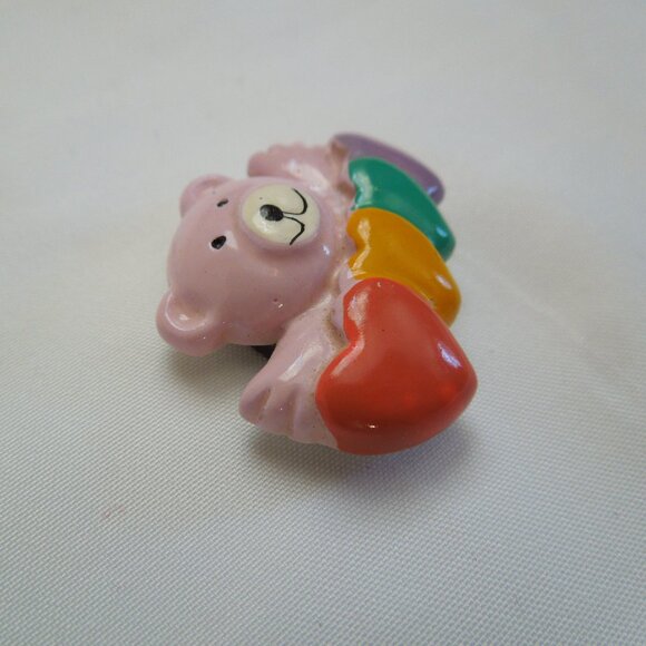 Vintage Pink Teddy Bear Hugging Hearts Fridge Refrigerator Magnet - Picture 5 of 9